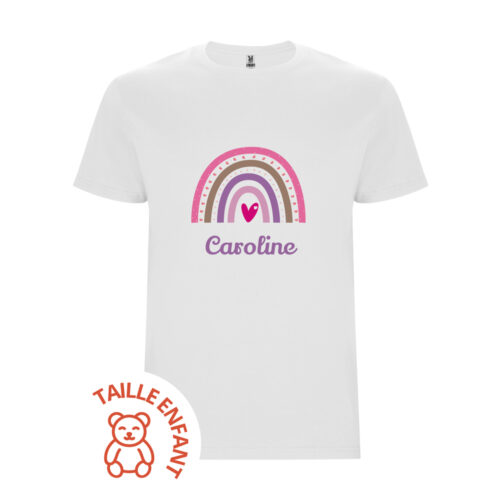 T-shirt Enfant blanc - Rainbow avec le prénom