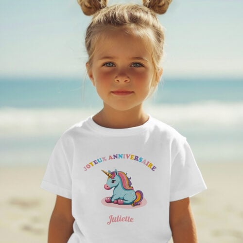 T-shirt Enfant blanc - Joyeux anniversaire Licorne – Image 2