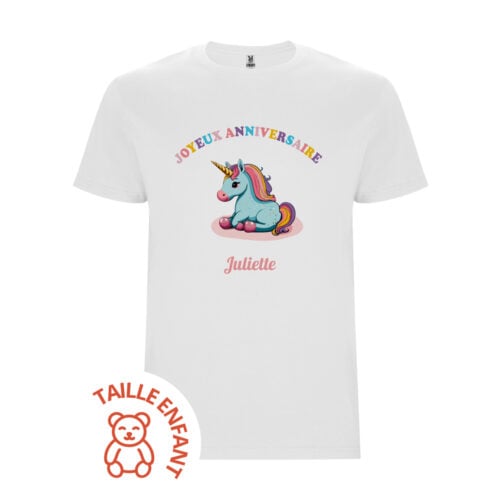 T-shirt Enfant blanc - Joyeux anniversaire Licorne
