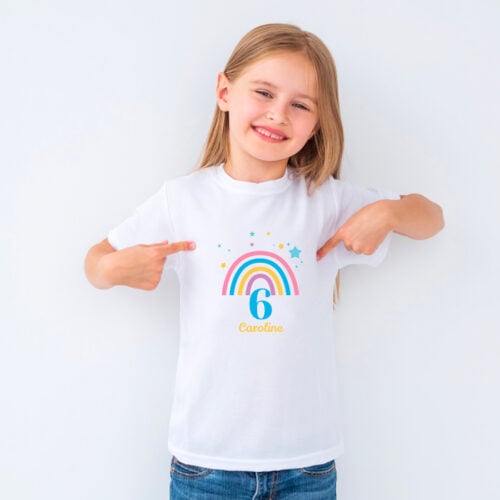 T-shirt Enfant blanc - Rainbow avec âge et prénom – Image 2