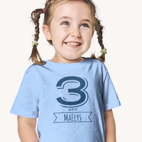 T-shirt Enfant bleu clair - Age avec prénom – Image 2