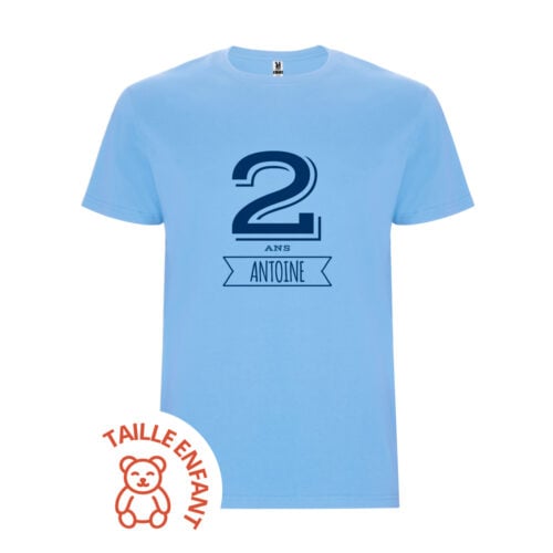 T-shirt Enfant bleu clair - Age avec prénom