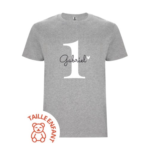T-shirt Enfant gris - Prénom avec âge