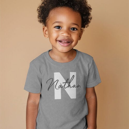 T-shirt Enfant gris - Initiale avec prénom – Image 2