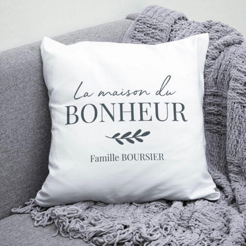Coussin blanc - La maison du bonheur – Image 2