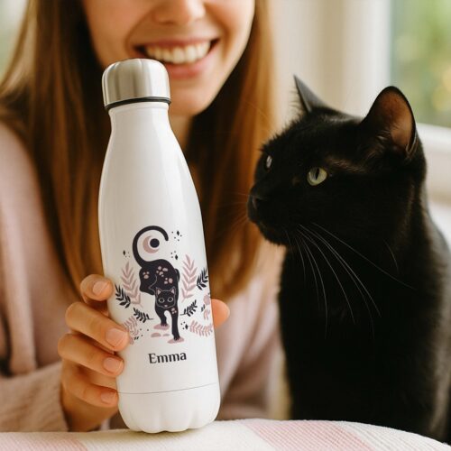 Bouteille isotherme - Chat noir <br> <strong>  500 ml </strong> – Image 2