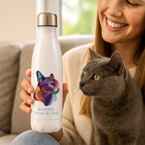 Bouteille isotherme - Chat coloré <br> <strong>  500 ml </strong> – Image 2