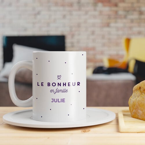 Mug blanc personnalisé - Le bonheur en famille – Image 2
