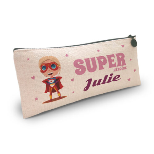 Trousse personnalisée - Super-Héroïne<br> <strong>23,5 x 10 cm</strong>