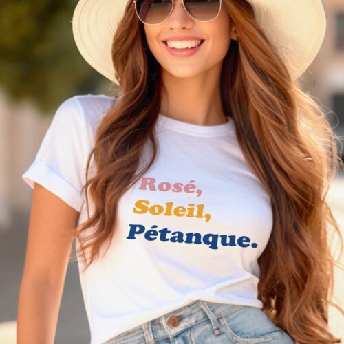 T-shirt blanc - Rosé, soleil, pétanque – Image 2
