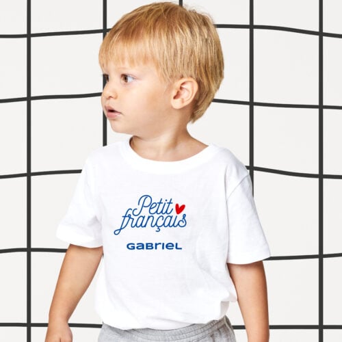 T-shirt Enfant blanc - Petit français avec son prénom ! – Image 2