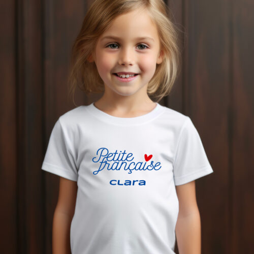 T-shirt Enfant blanc - Petite françaiseavec son prénom ! – Image 2