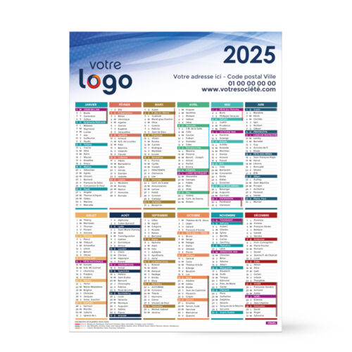 Calendrier format A3 personnalisé - Logo avec vacances scolaires