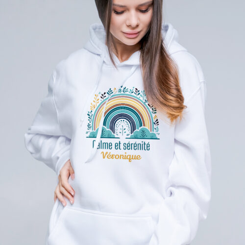 Sweat à capuche blanc - Calme et sérénité – Image 2