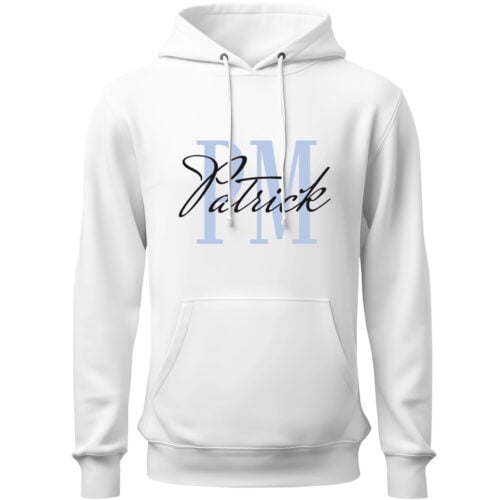 Sweat à capuche blanc - Initiales avec prénom