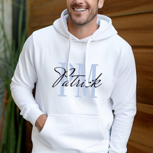 Sweat à capuche blanc - Initiales avec prénom – Image 2