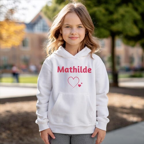 Sweat enfant à capuche blanc - Prénom – Image 2