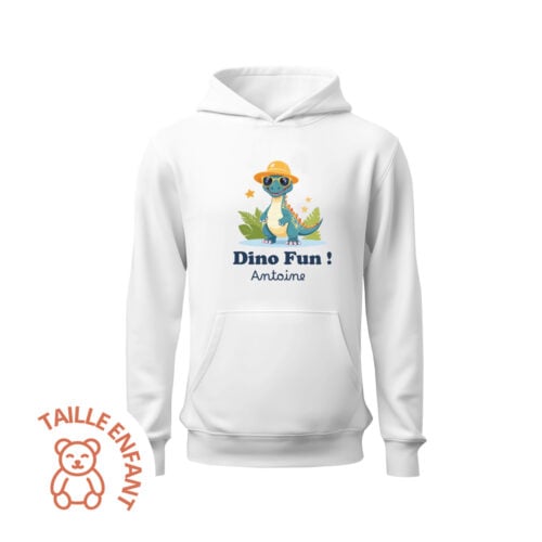 Sweat enfant à capuche blanc - Dino Fun !