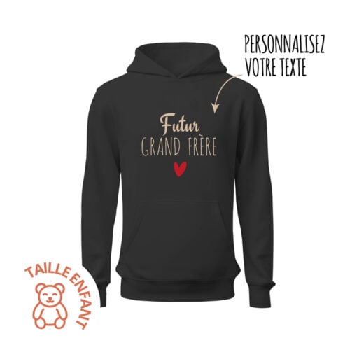 Sweat enfant à capuche noir - Futur grand frère