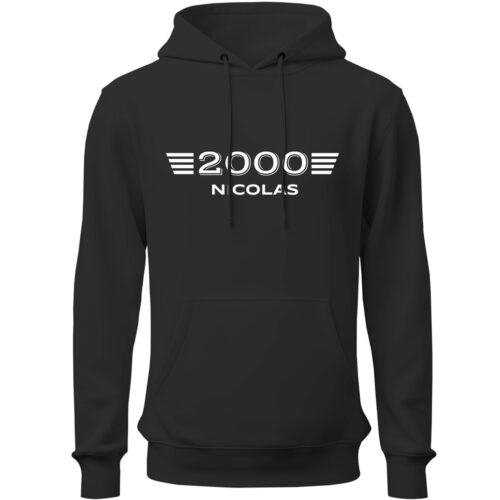 Sweat à capuche noir - Prénom et année de naissance