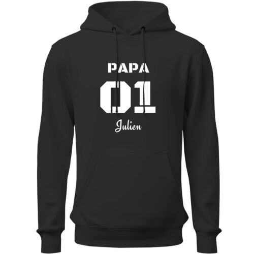 Sweat à capuche noir - Papa avec prénom