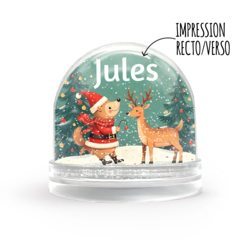 Boule à neige personnalisable - Décor de Noël avec prénom
