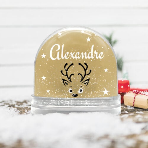 Boule à neige personnalisable - Renne avec prénom – Image 2