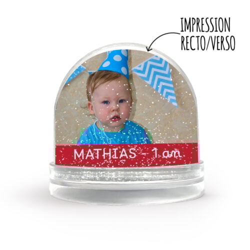 Boule à neige personnalisable - Ambiance festive avec photo