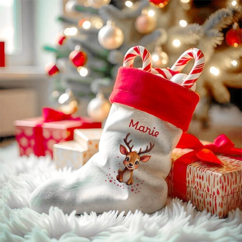 Chaussette Noël personnalisée - Petite renne avec prénom – Image 2