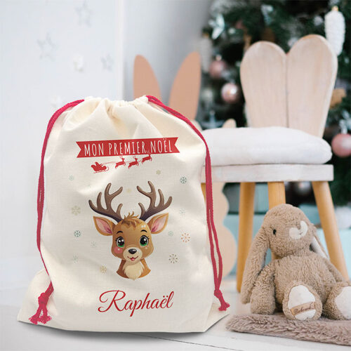 Grande Hotte de Noël personnalisée - Mon premier Noël <br> <strong>  50x66cm </strong> – Image 2