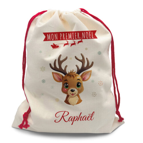 Grande Hotte de Noël personnalisée - Mon premier Noël <br> <strong>  50x66cm </strong>
