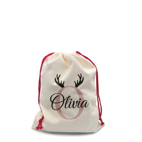 Petite Hotte de Noël personnalisée - Votre lettrine et prénom <br> <strong>  30x40cm </strong>