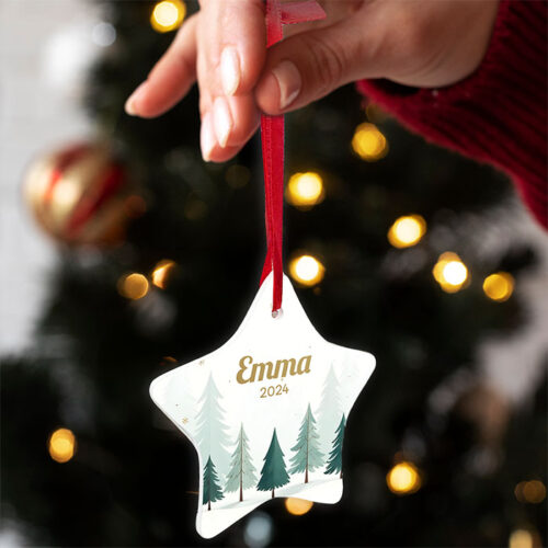 Ornement de Noël Étoile - Sapins avec prénom – Image 2