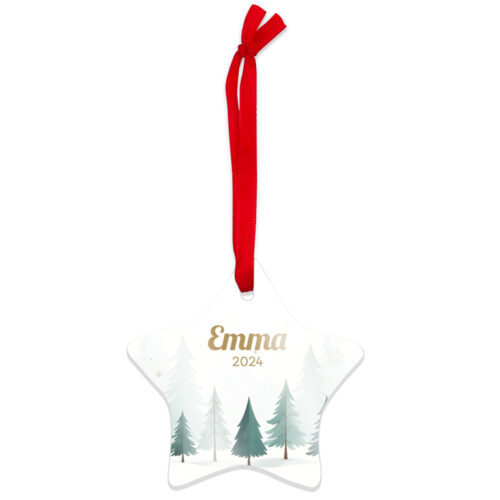 Ornement de Noël Étoile - Sapins avec prénom