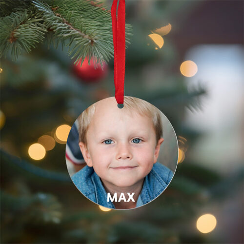 Ornement de Noël Rond - Photo avec prénom – Image 2