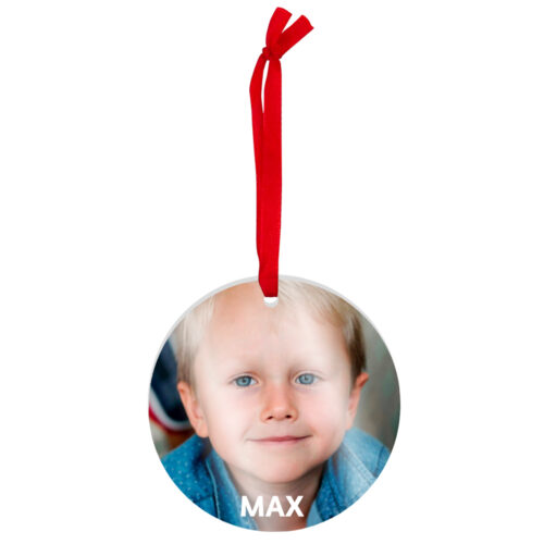Ornement de Noël Rond - Photo avec prénom