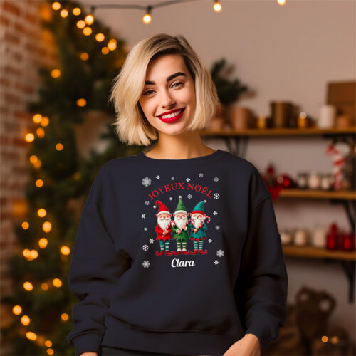 Sweat bleu - Petits lutins avec prénom – Image 2