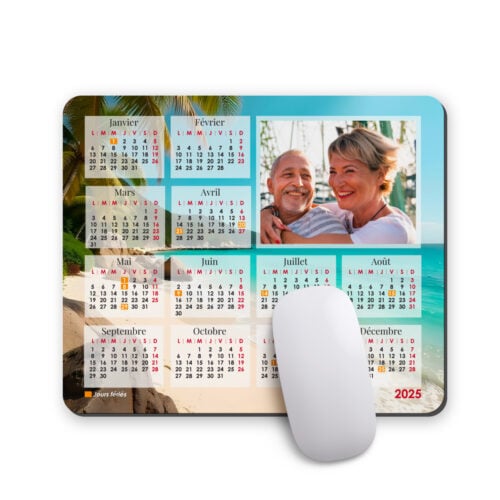 Tapis de souris rectangulaire - Calendrier avec photo paysage  <br> <strong>  23,4 x 19,1 cm </strong>