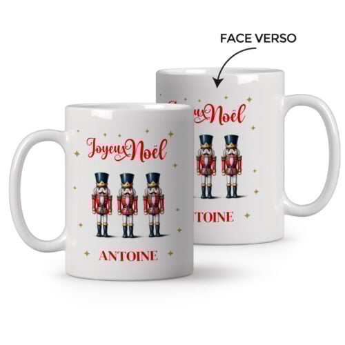 Mug blanc personnalisé - Joyeux Noël avec casse-noisette