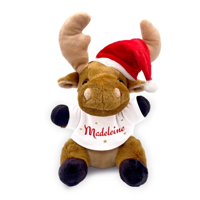 Peluche Renne de Noël  - Prénom avec étoiles <br> <strong>  20 cm </strong>