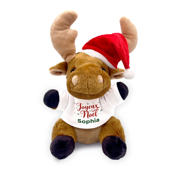 Peluche Renne de Noël  - Joyeux Noël avec prénom <br> <strong>  20 cm </strong>