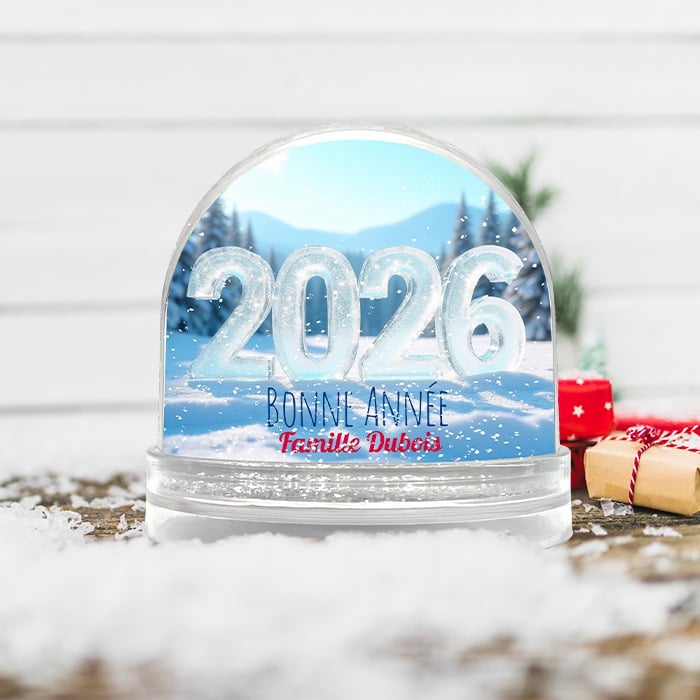 Alternative view of Boule à neige personnalisable - Bonne année givrée !