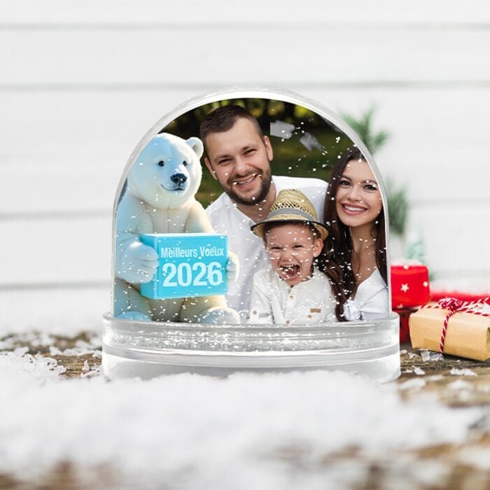 Alternative view of Boule à neige personnalisable - Meilleurs Voeux ours polaire