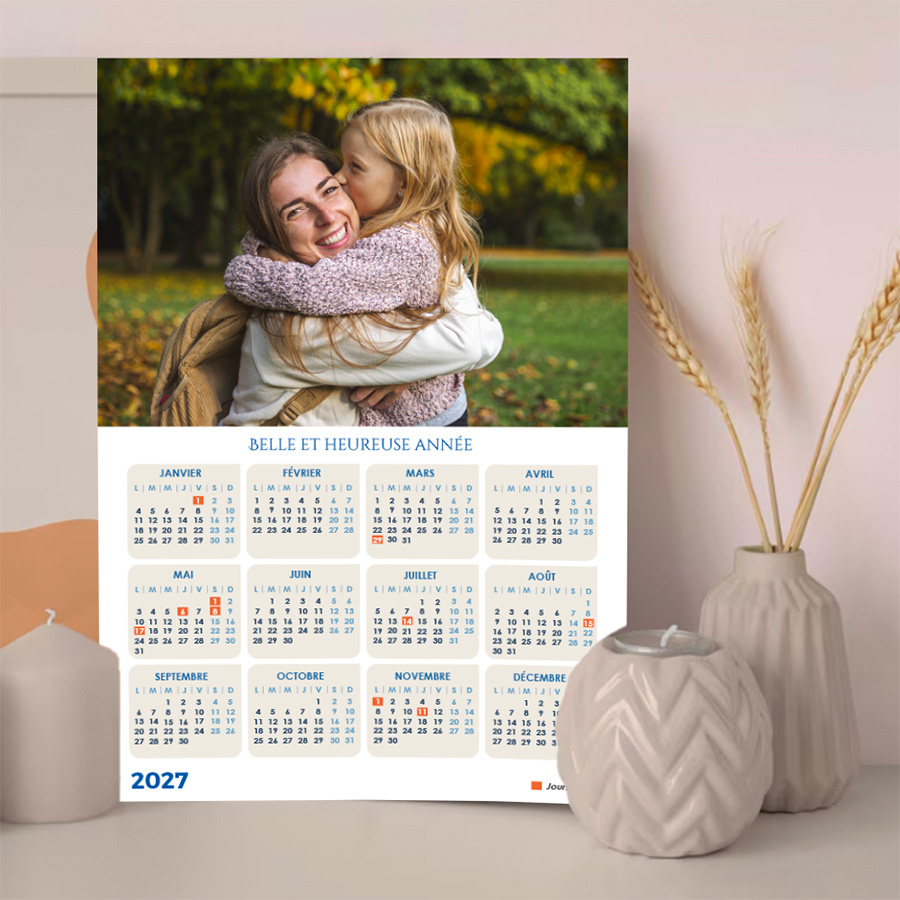 Calendrier format A3 personnalisé - Photos de famille