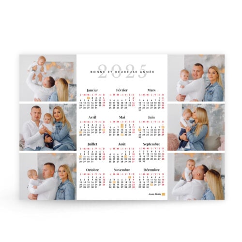 Calendrier format A3 paysage personnalisé - Familiale