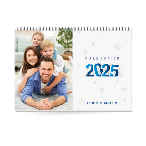 Calendrier mural format A4 paysage- Calendrier 2025 avec photos de 13 pages avec reliure