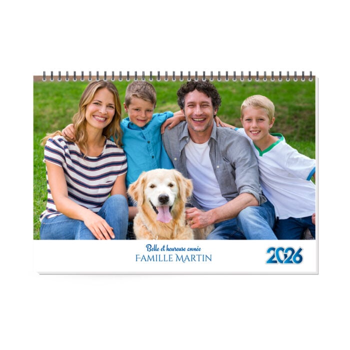 Calendrier mural format A4 paysage- Calendrier 2026 avec photos de 13 pages avec reliure