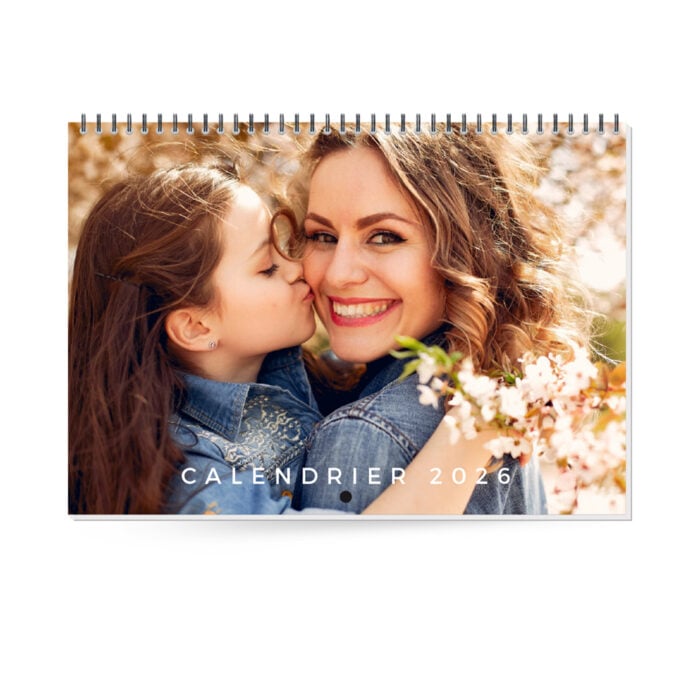 Calendrier mural A4 Paysage  - Calendrier photo 13 pages recto verso avec reliure