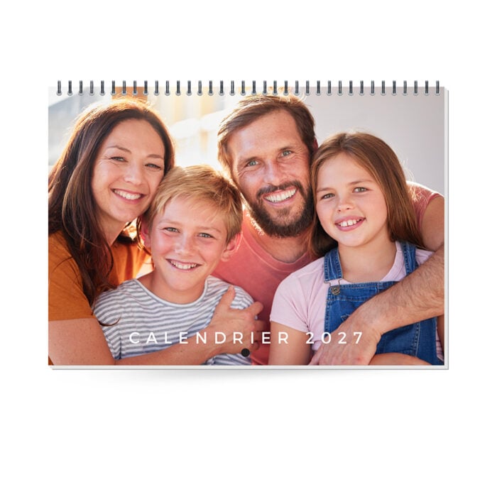 Calendrier mural A4 Paysage  - Calendrier photo 13 pages recto verso avec reliure