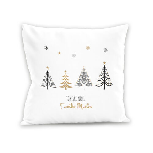 Coussin blanc - Joyeux Noël en famille